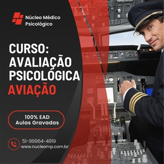 Curso Avaliação Psicológica para Aviação (Pilotos, Comissários,etc) - 20h