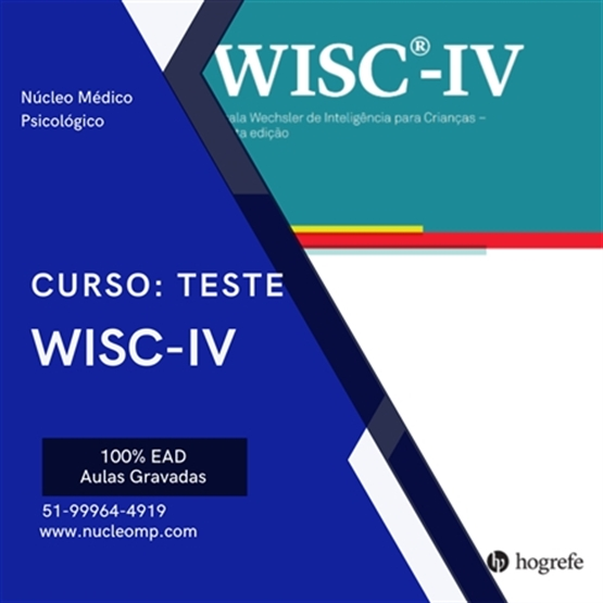 Curso WISC-IV BÁSICO: aplicação, correção e interpretação - 12h