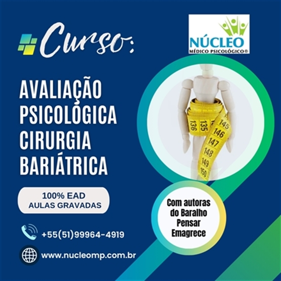 Curso Avaliação Psicológica Cirurgia Bariátrica - 12h