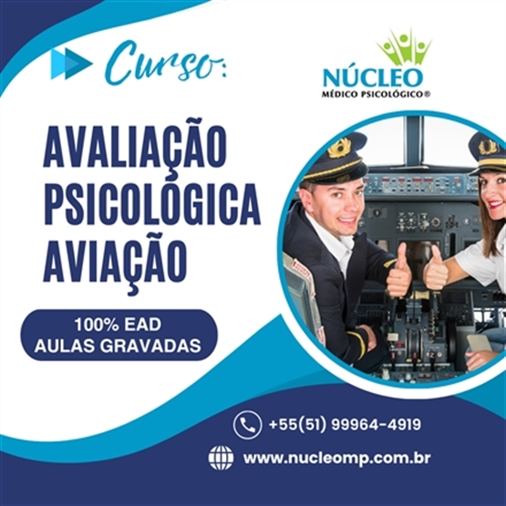 Curso Avaliação Psicológica para Aviação (Pilotos, Comissários,etc) - 20h