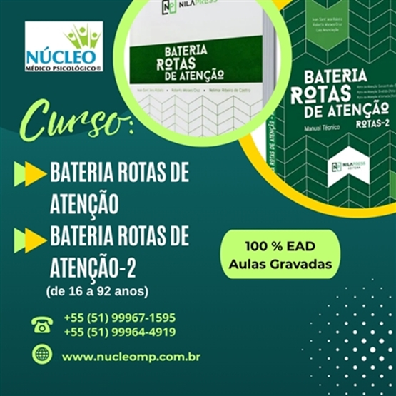 Curso Teste Bateria Rotas de Atenção: Concentrada, Dividida e Alternada - 8h