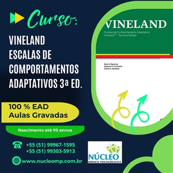 Curso Vineland-3 Escalas de Comportamentos Adaptativos - 8h