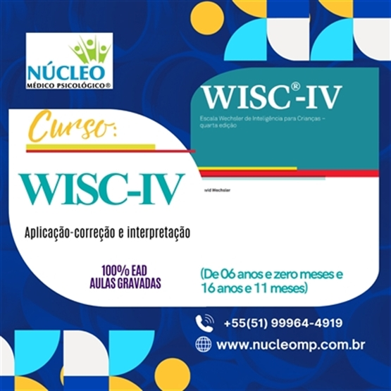 Curso WISC-IV BÁSICO: aplicação, correção e interpretação - 12h