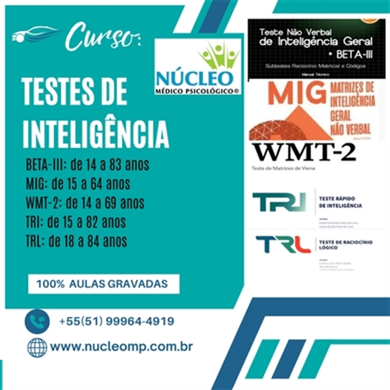 Curso: Testes de Inteligência: BETA-III, MIG, WMT-2, TRI e TRL - 8h